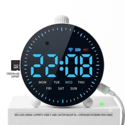 Smart Wireless Clock Hidden Camera HD 1080P WiFi Spy Cam Table Clock