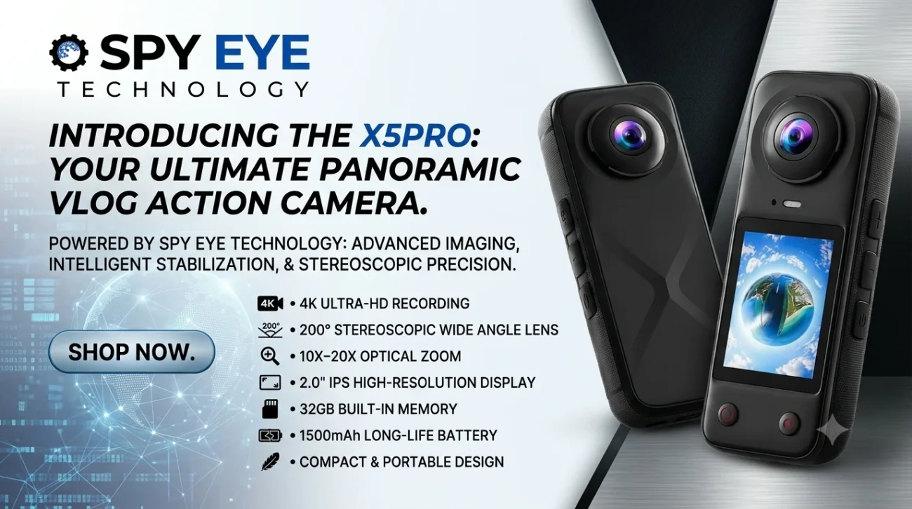 X5pro Panoramic Vlog Action Camera – 4K Ultra HD Video, 200° Wide Angle Lens, 2.0 IPS Display